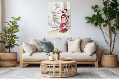 Obraz  Snowy Garden, Gekko Japoński Vintage do Salonu
