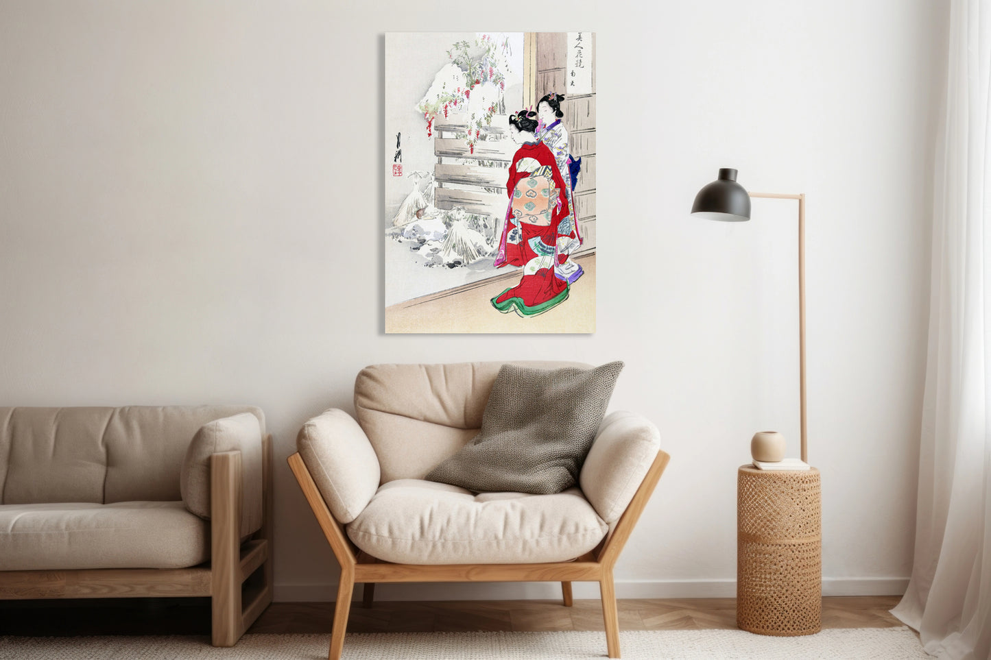 Obraz  Snowy Garden, Gekko Japoński Vintage do Salonu