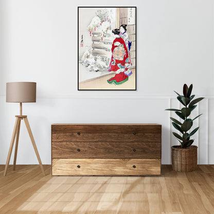Plakat  Snowy Garden, Gekko Japoński Vintage do Salonu