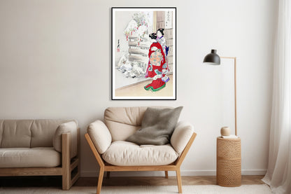 Plakat  Snowy Garden, Gekko Japoński Vintage do Salonu