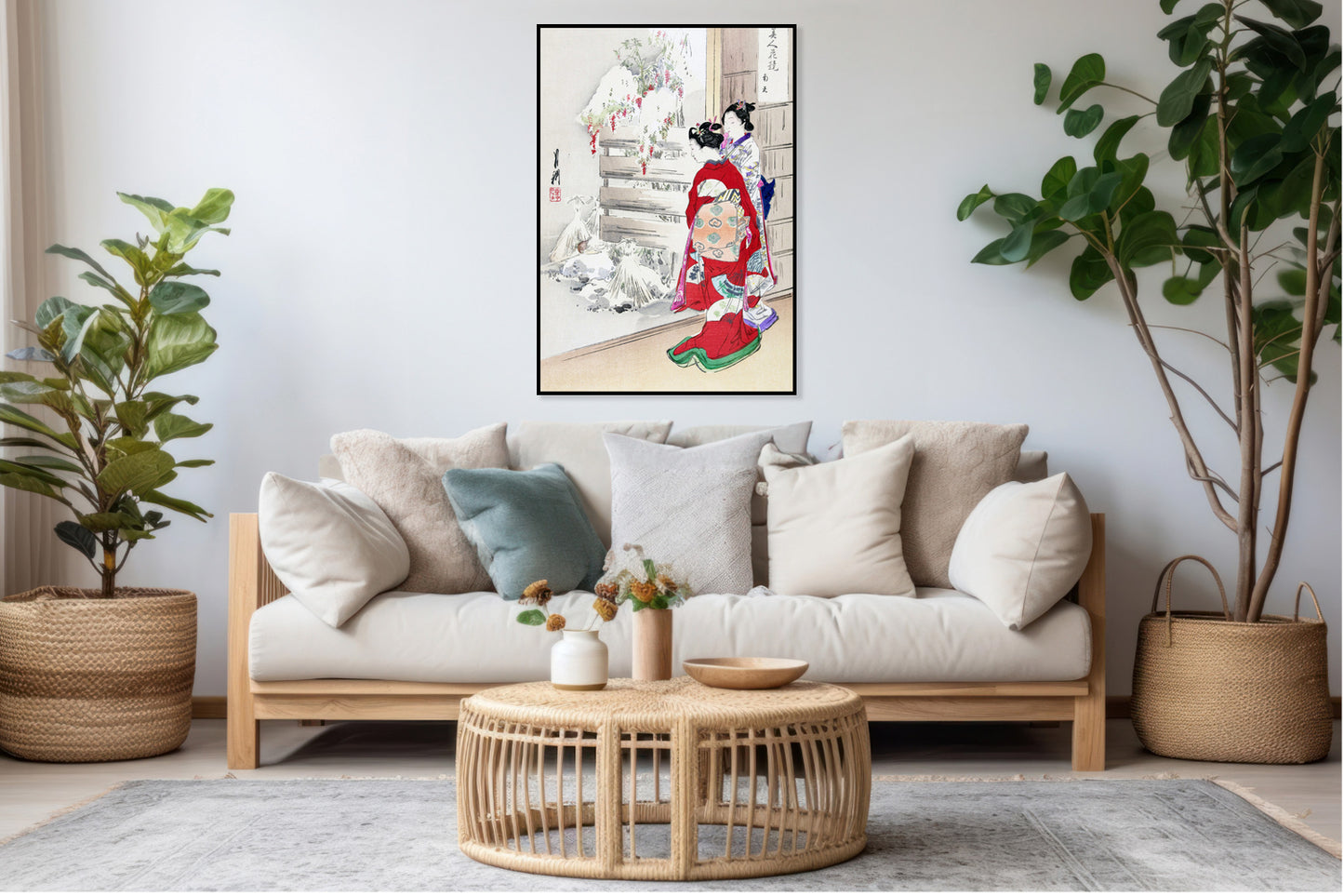 Plakat  Snowy Garden, Gekko Japoński Vintage do Salonu