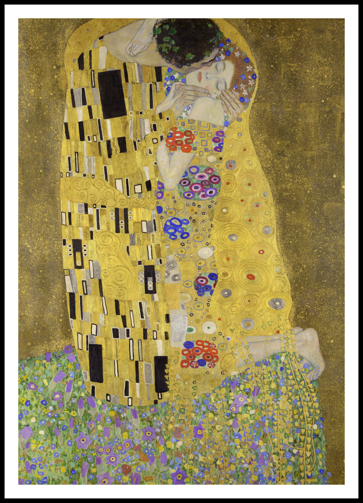 Plakat  Pocałunek, Gustaw Klimt Vintage do Salonu