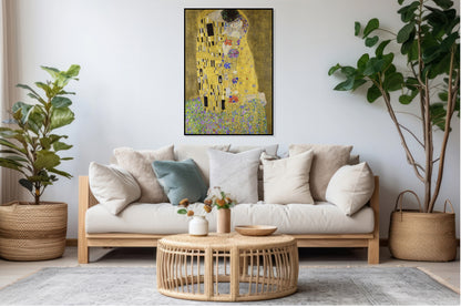 Plakat  Pocałunek, Gustaw Klimt Vintage do Salonu