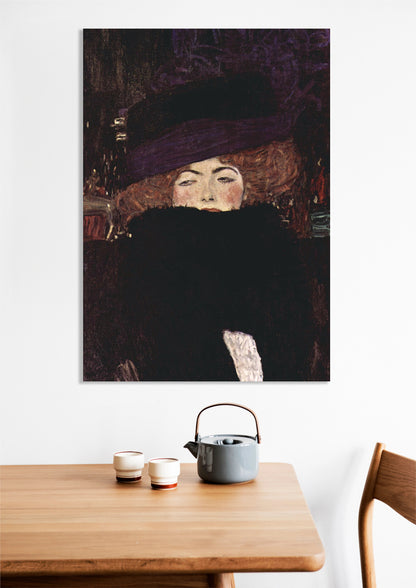 Obraz  Lady with Hat and Feather Boa, Klimt Vintage