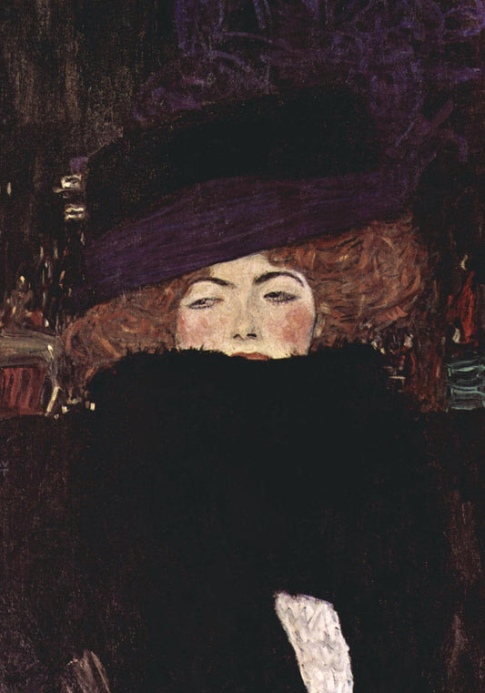 Plakat  Lady with Hat and Feather Boa, Klimt Vintage