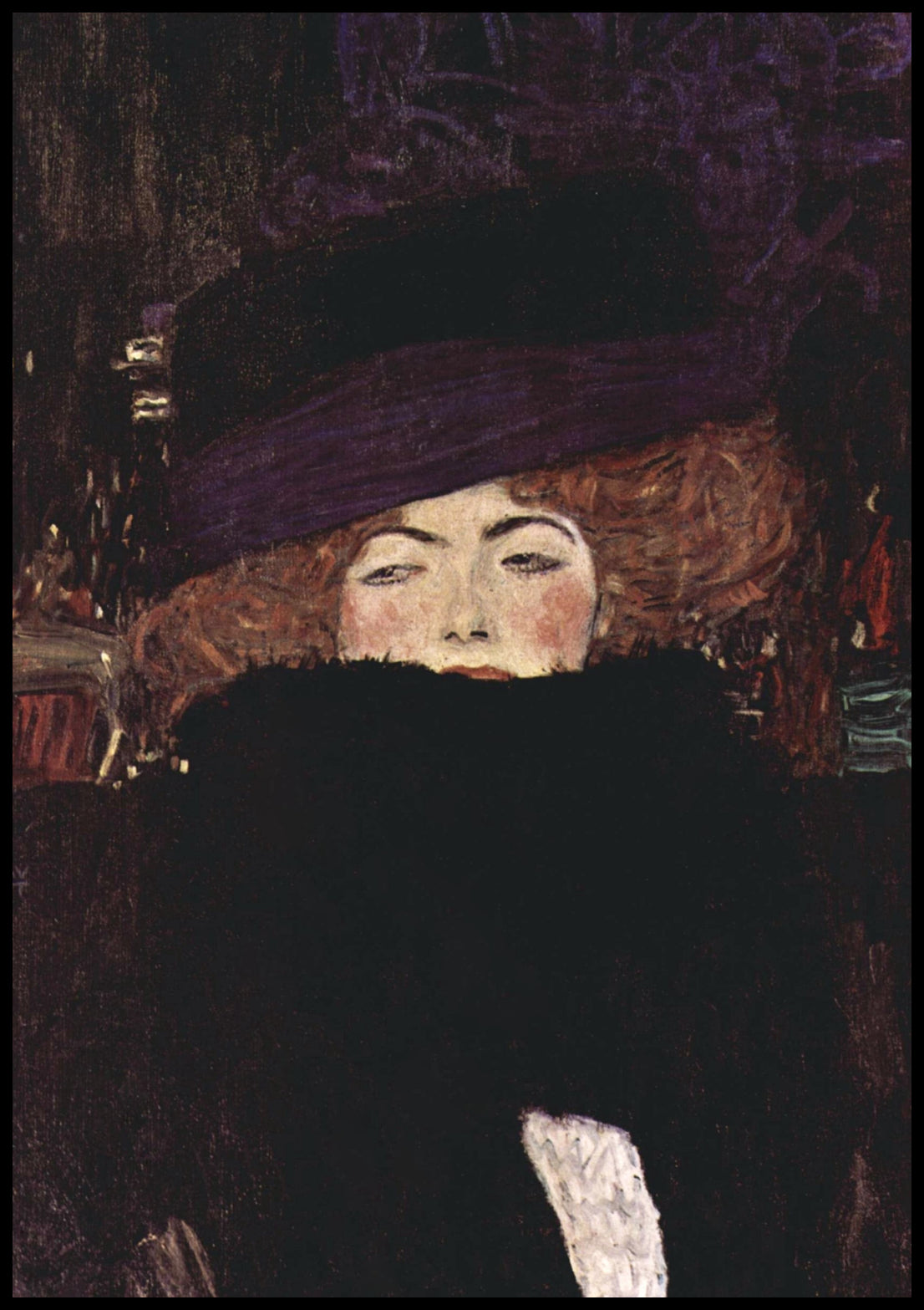 Plakat  Lady with Hat and Feather Boa, Klimt Vintage