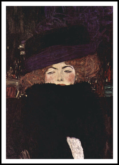 Plakat  Lady with Hat and Feather Boa, Klimt Vintage