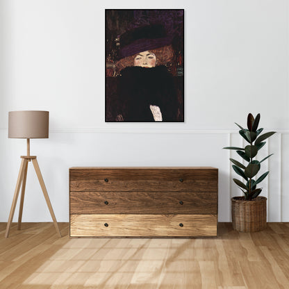 Plakat  Lady with Hat and Feather Boa, Klimt Vintage