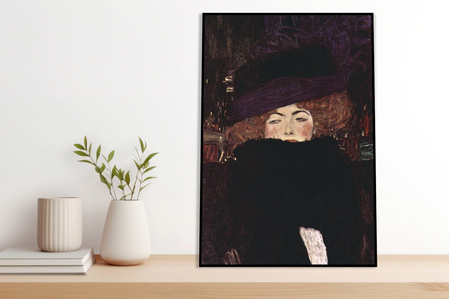 Plakat  Lady with Hat and Feather Boa, Klimt Vintage