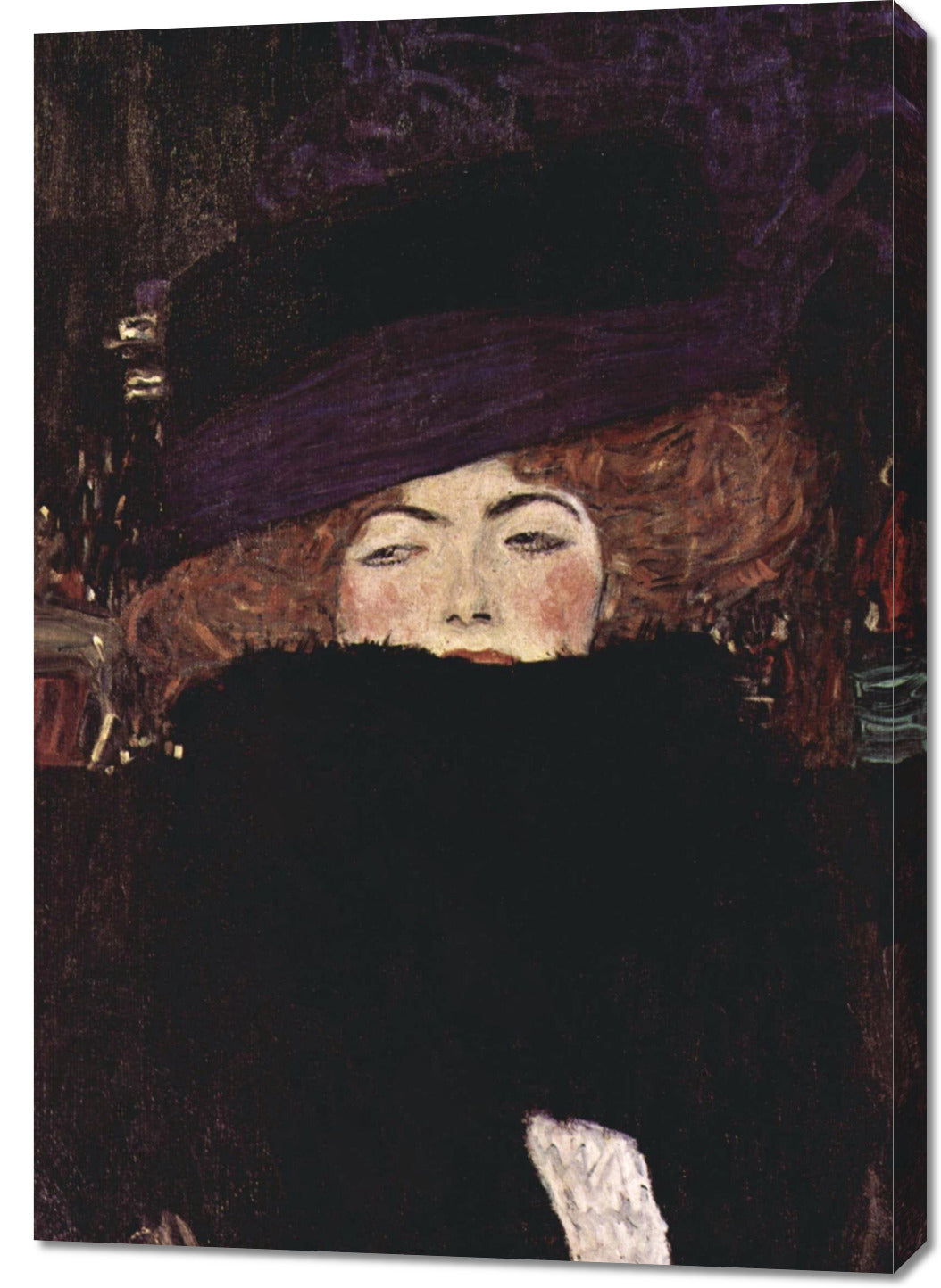 Obraz  Lady with Hat and Feather Boa, Klimt Vintage