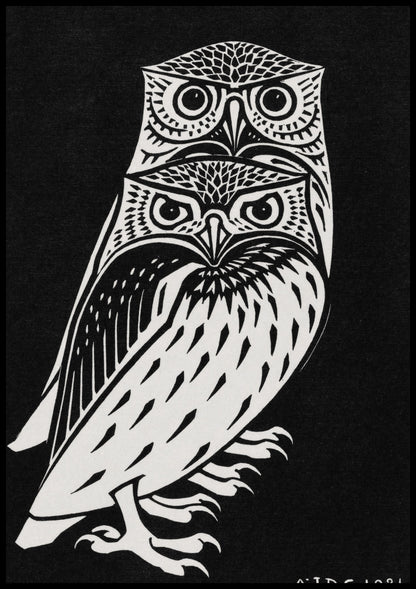 Plakat  Two Owls,Julie de Graag  Vintage do Salonu