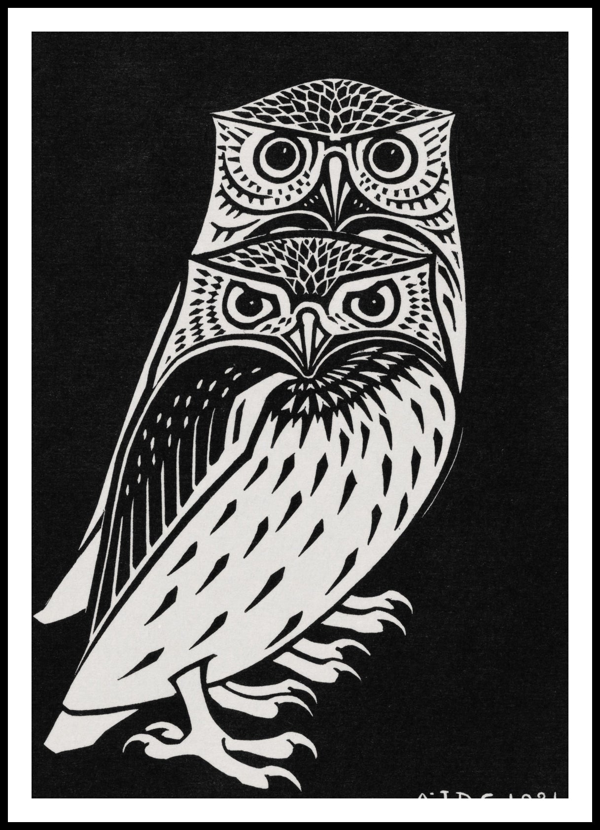 Plakat  Two Owls,Julie de Graag  Vintage do Salonu