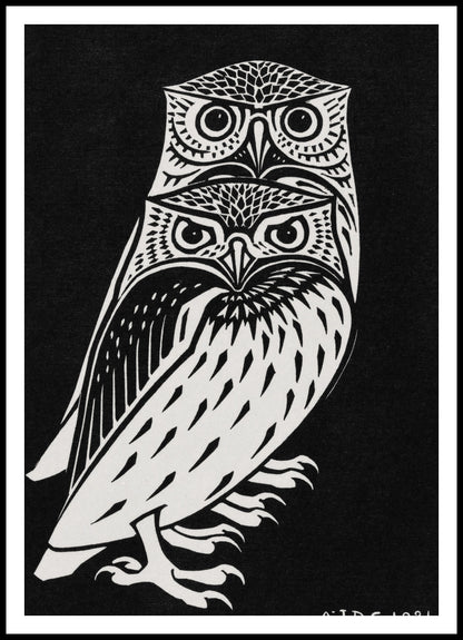 Plakat  Two Owls,Julie de Graag  Vintage do Salonu