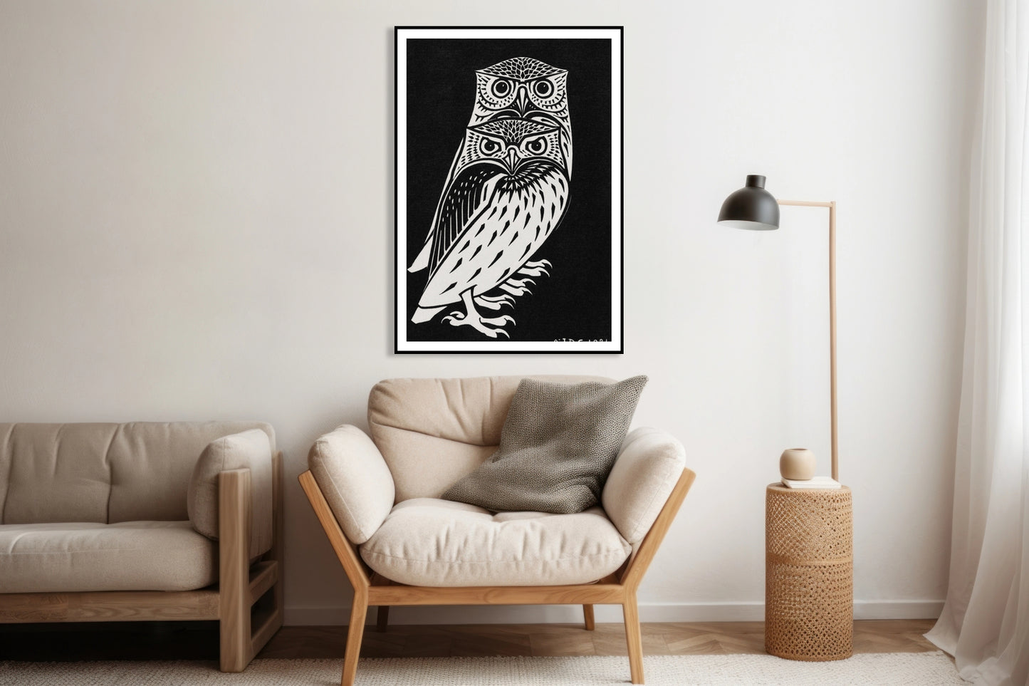 Plakat  Two Owls,Julie de Graag  Vintage do Salonu