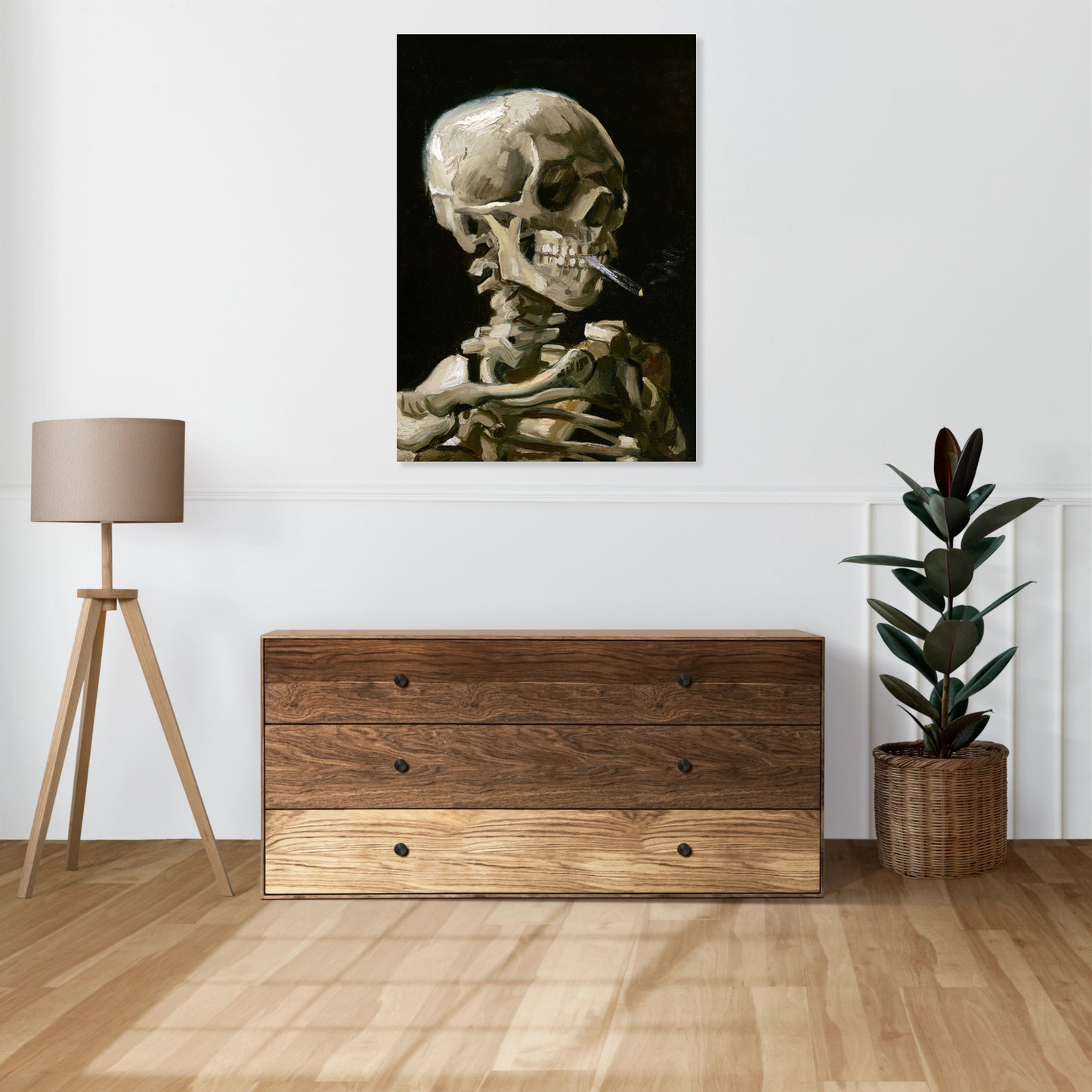 Obraz   Czaszka z Palącym się Papierosem, Van Gogh Vintage