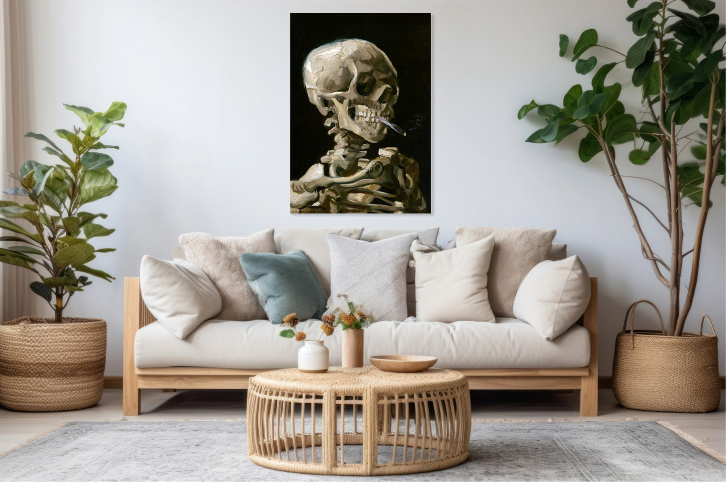 Obraz   Czaszka z Palącym się Papierosem, Van Gogh Vintage