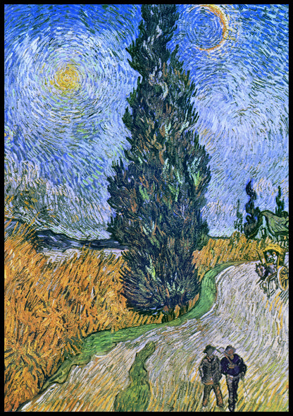 Plakat   Droga z Cyprysem i Gwiazdą, Van Gogh Vintage