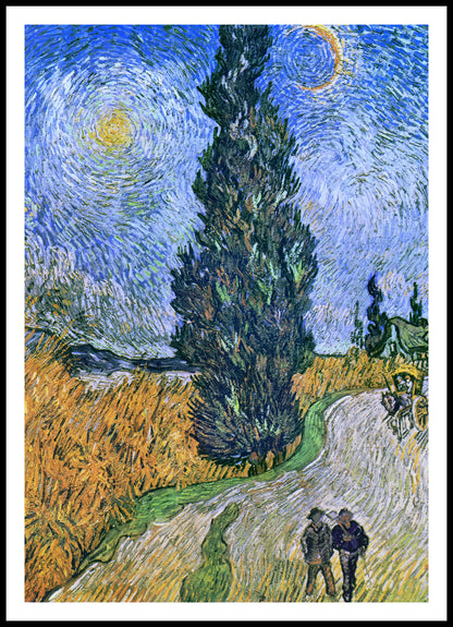 Plakat   Droga z Cyprysem i Gwiazdą, Van Gogh Vintage