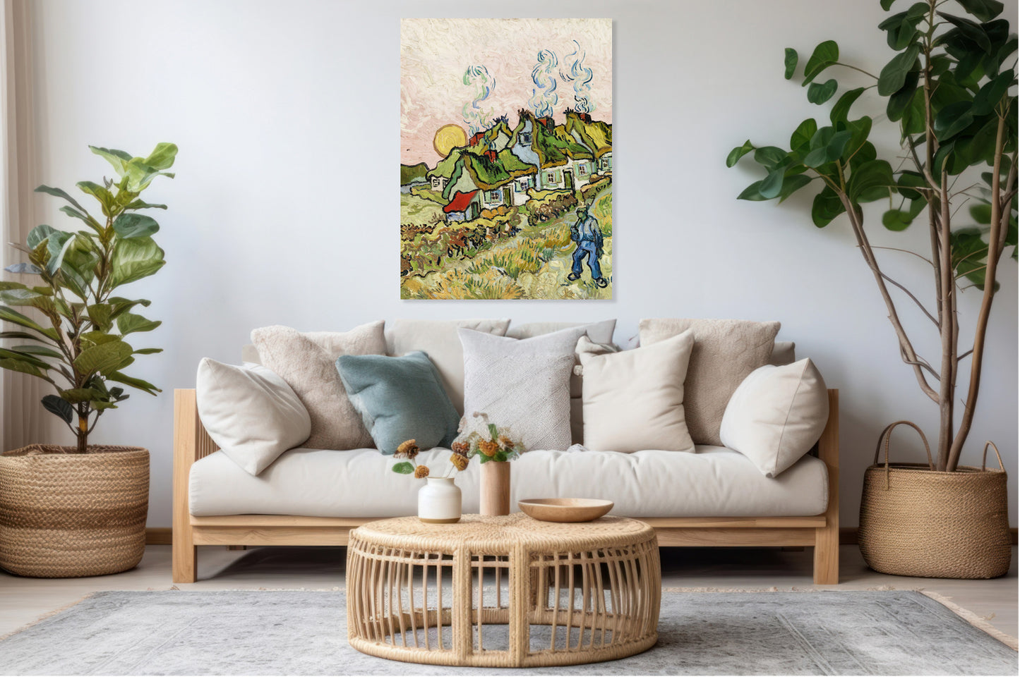 Obraz  Houses and Figure, Van Gogh Vintage do Salonu