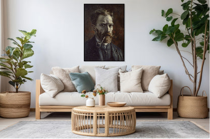 Plakat   Self-Portrait with Pipe, Van Gogh Vintage