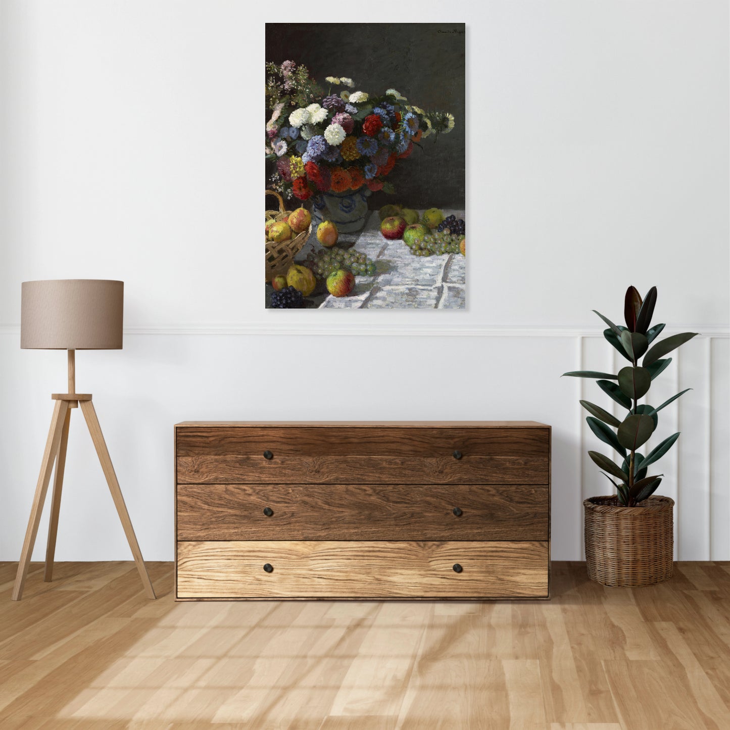 Obraz  Still Life with Flowers and Fruit, Monet Vintage