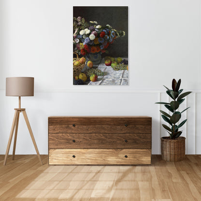 Obraz  Still Life with Flowers and Fruit, Monet Vintage