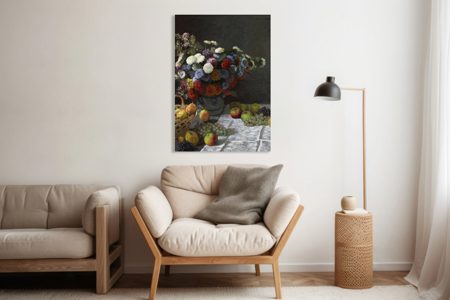 Obraz  Still Life with Flowers and Fruit, Monet Vintage