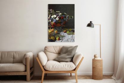 Obraz  Still Life with Flowers and Fruit, Monet Vintage