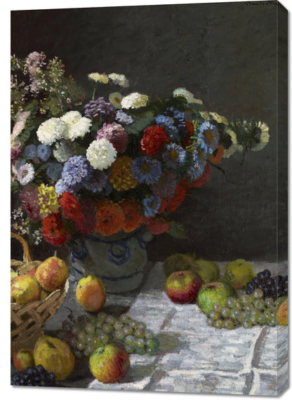 Obraz  Still Life with Flowers and Fruit, Monet Vintage