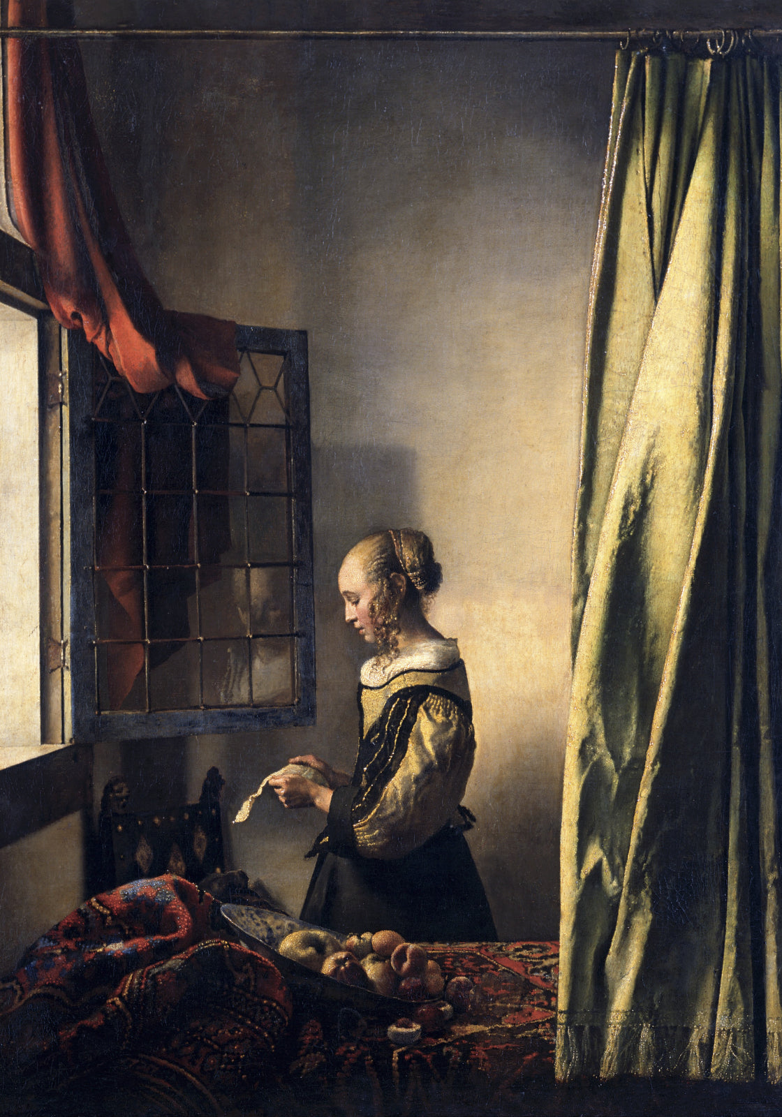 Plakat  Girl Reading a Letter, Vermeer Vintage do Salonu