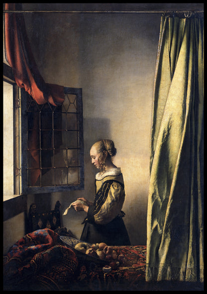 Plakat  Girl Reading a Letter, Vermeer Vintage do Salonu