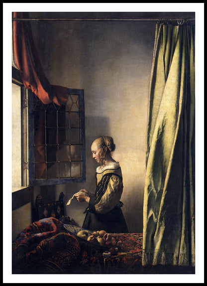 Plakat  Girl Reading a Letter, Vermeer Vintage do Salonu