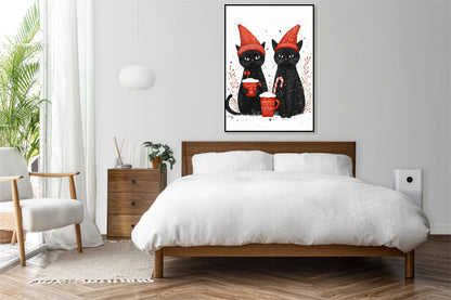 Plakat  Kotki Świąteczny Zimowy Boże Narodzenie Święta