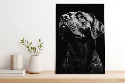 Obraz  Portret Zwierząt do Salonu | Labrador | Czarno Białe