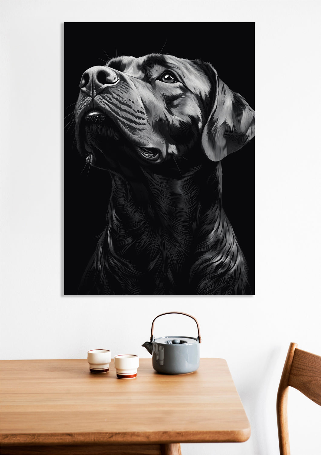 Obraz  Portret Zwierząt do Salonu | Labrador | Czarno Białe