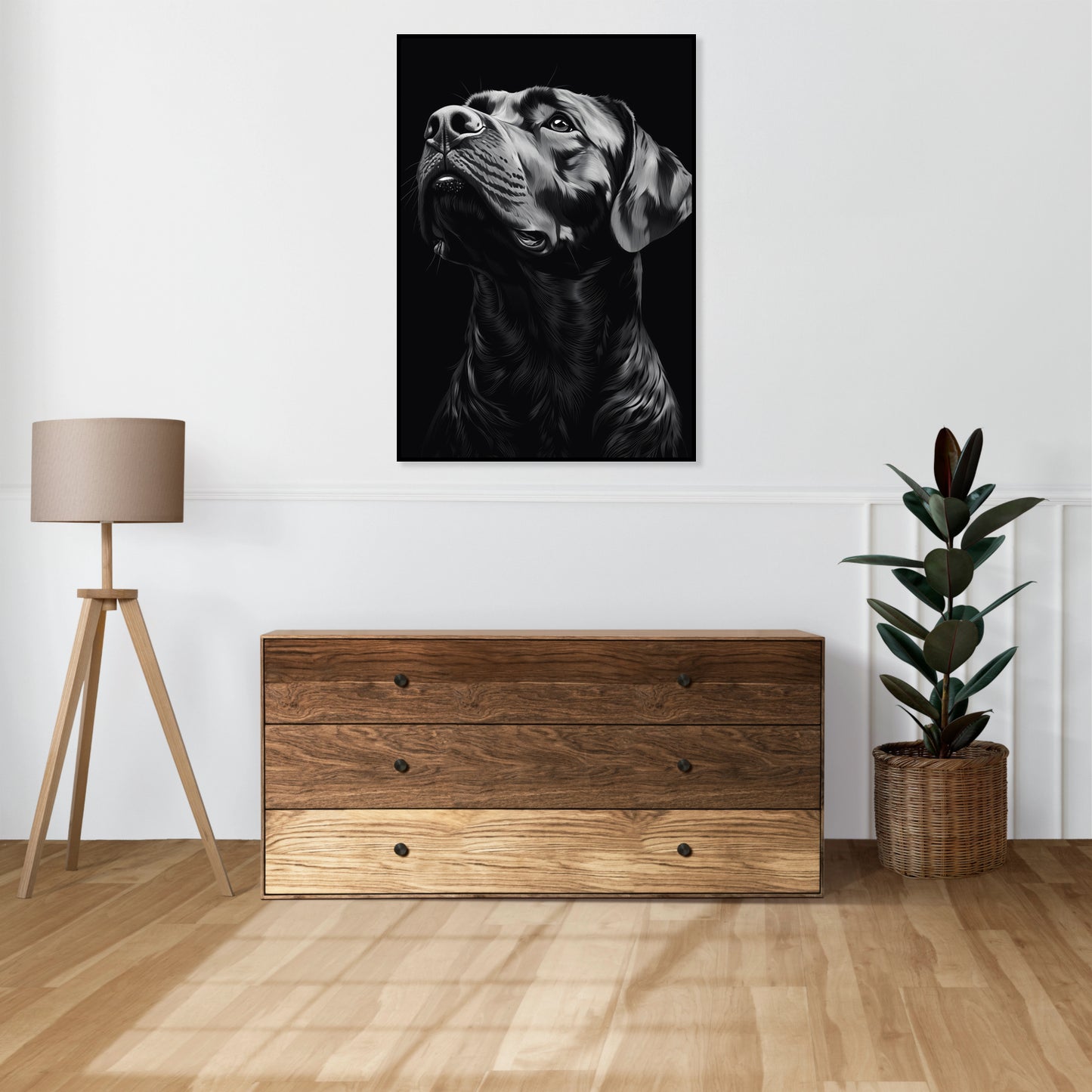 Plakat  Portret Zwierząt do Salonu | Labrador | Czarno Białe