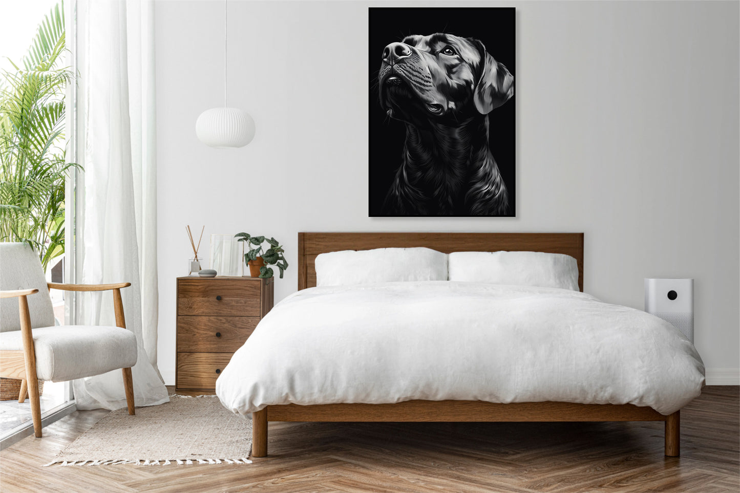 Plakat  Portret Zwierząt do Salonu | Labrador | Czarno Białe
