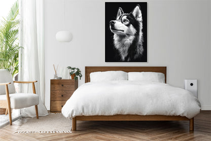 Plakat  Portret Zwierząt do Salonu Pokoju | Husky | Czarno Białe