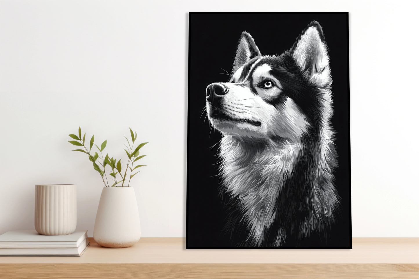 Plakat  Portret Zwierząt do Salonu Pokoju | Husky | Czarno Białe