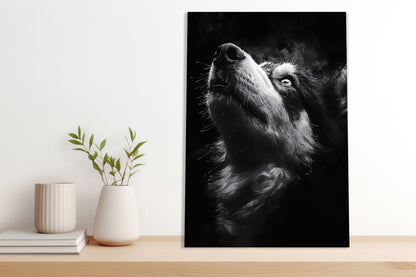 Obraz  Portret Zwierząt do Salonu Pokoju | Husky 2 | Czarno Białe