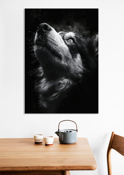 Obraz  Portret Zwierząt do Salonu Pokoju | Husky 2 | Czarno Białe