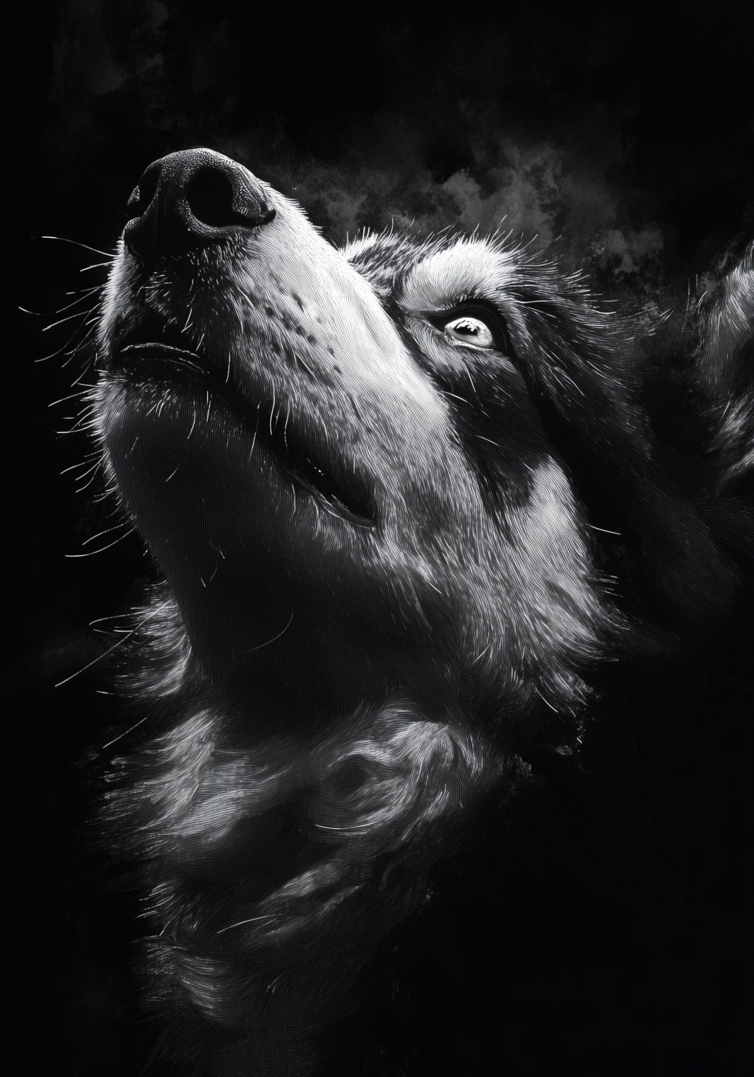 Plakat  Portret Zwierząt do Salonu Pokoju | Husky 2 | Czarno Białe