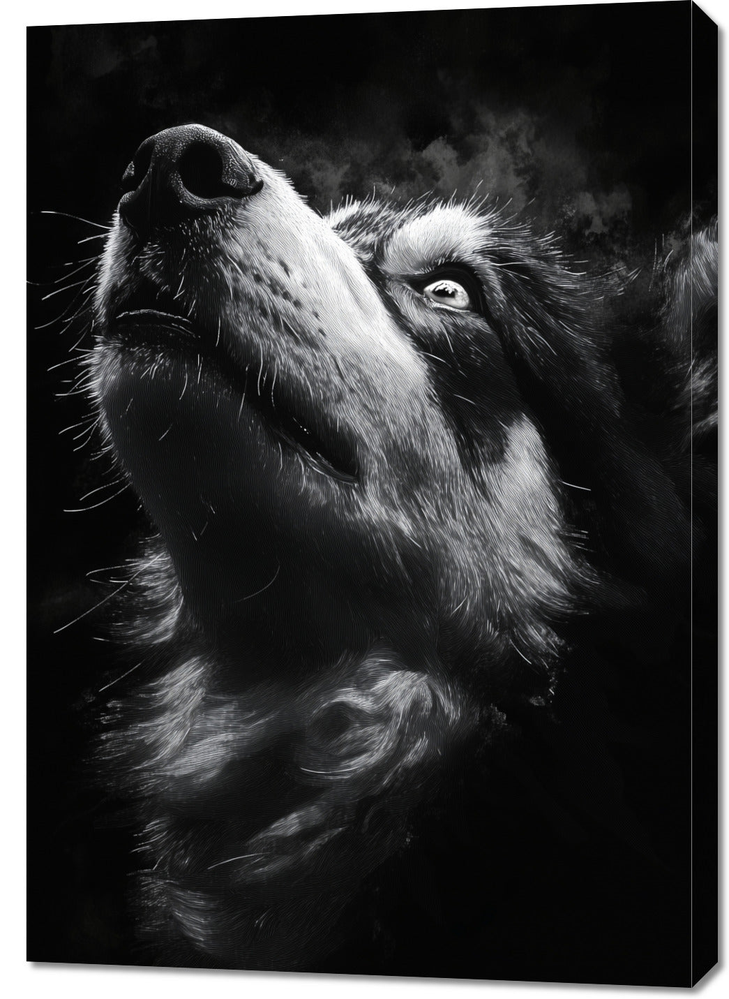 Obraz  Portret Zwierząt do Salonu Pokoju | Husky 2 | Czarno Białe
