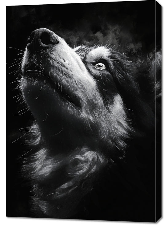 Obraz  Portret Zwierząt do Salonu Pokoju | Husky 2 | Czarno Białe