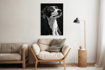 Obraz  Portret Zwierząt do Salonu Pokoju | Greyhound | Czarno Białe