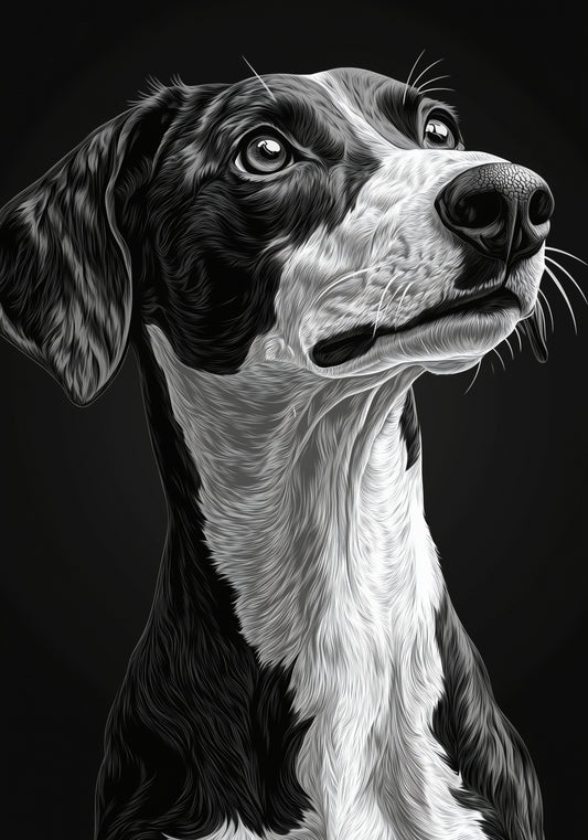 Plakat  Portret Zwierząt do Salonu Pokoju | Greyhound | Czarno Białe