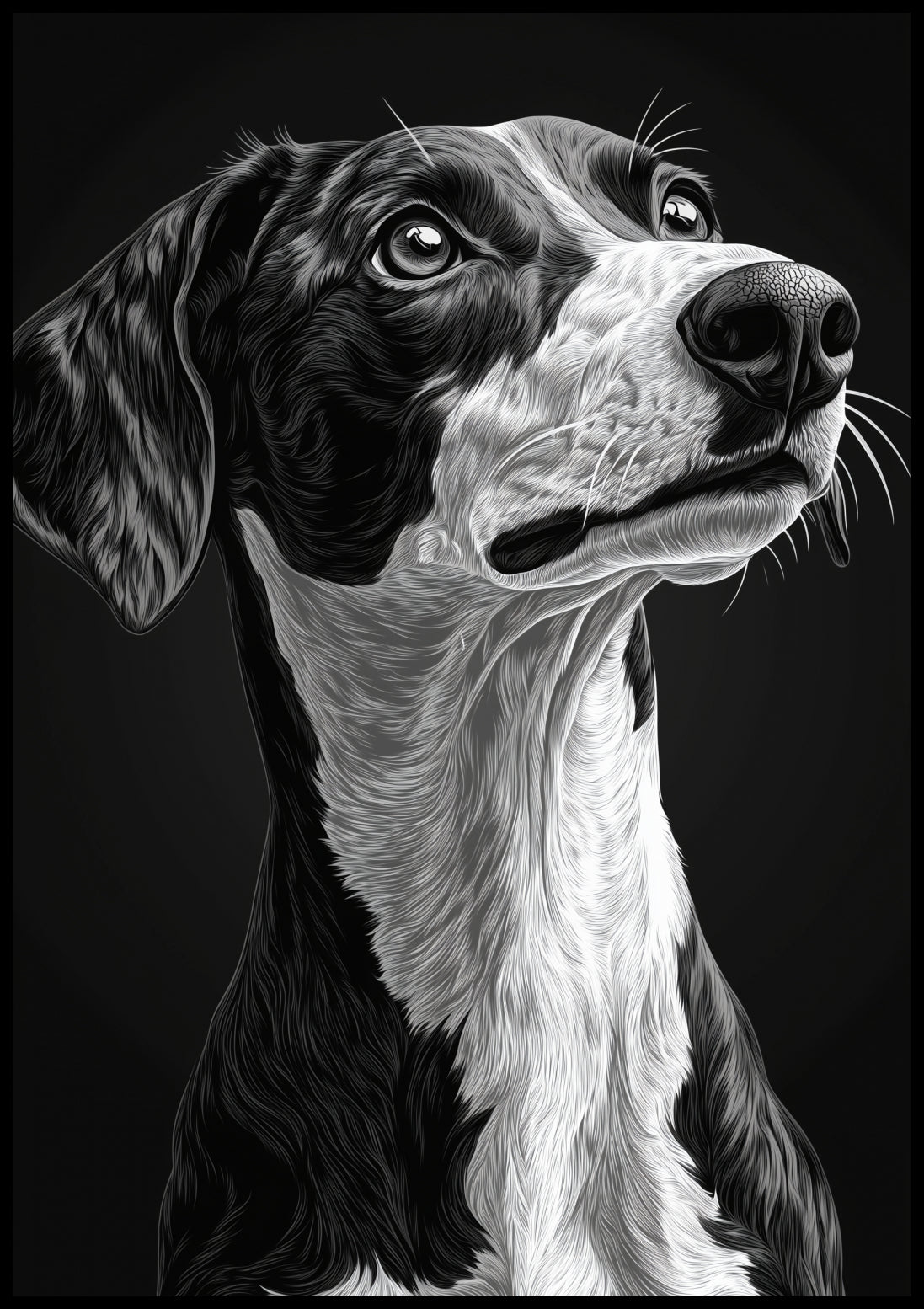 Plakat  Portret Zwierząt do Salonu Pokoju | Greyhound | Czarno Białe