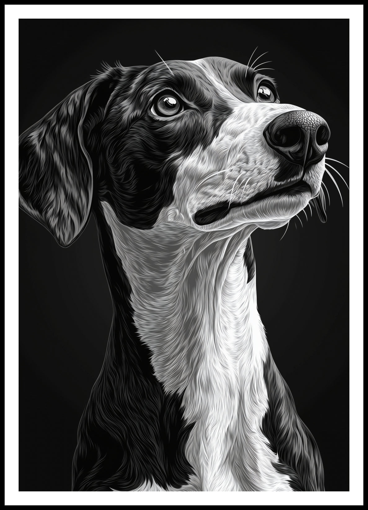 Plakat  Portret Zwierząt do Salonu Pokoju | Greyhound | Czarno Białe