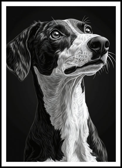 Plakat  Portret Zwierząt do Salonu Pokoju | Greyhound | Czarno Białe