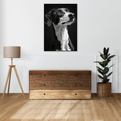 Plakat  Portret Zwierząt do Salonu Pokoju | Greyhound | Czarno Białe